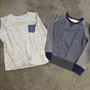 J. Crew Kids Long Sleeve Tee and cozy sweatshirt in Blues and Grays